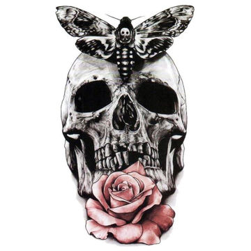 Tatouage éphémère tête de mort avec une rose 