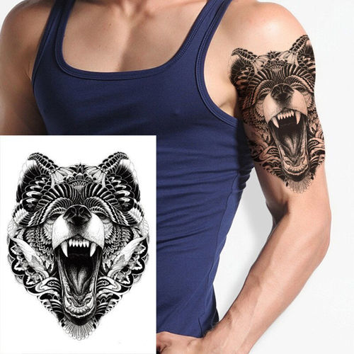 tatouage éphémère tête de loup