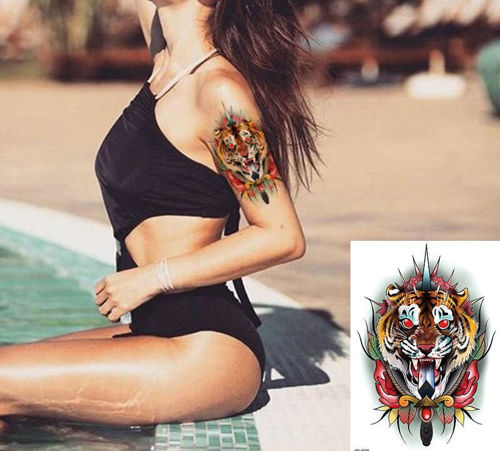tatouage temporaire tête de  tigre
