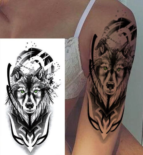 tatouage temporaire tête de loup