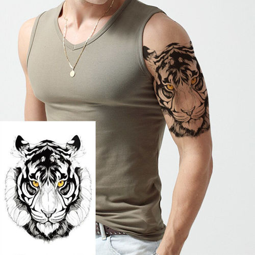 tatouage temporaire tête de loup coloré