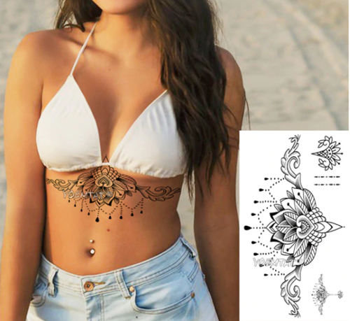 grand tatouage temporaire underboobs