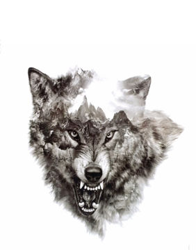 faux tatouage tête de loup