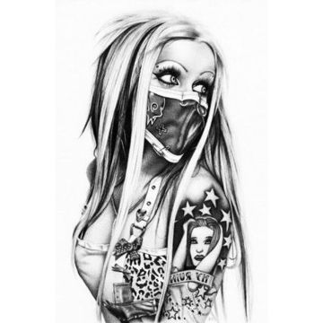 tatouage éphémère femme avec masque