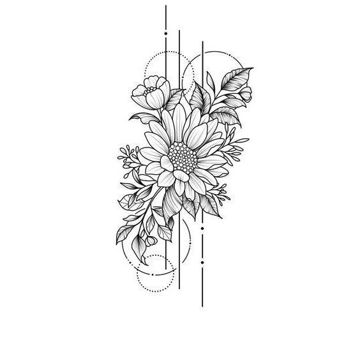 tatouage éphémère fleur stylisée