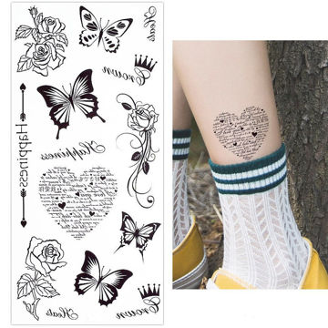 Tatouage éphémère papillons et coeur