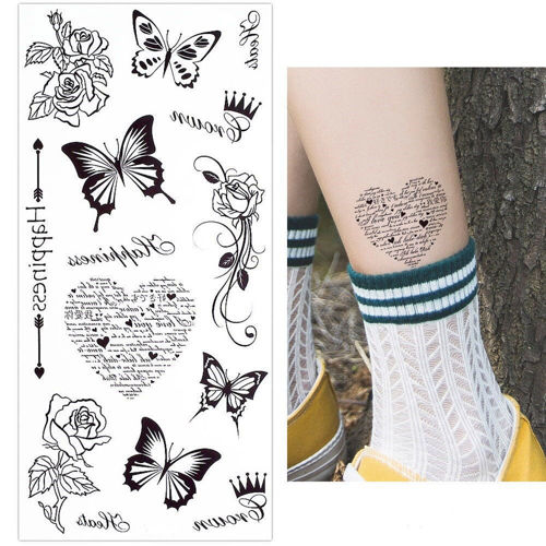 Tatouage éphémère papillons et coeur
