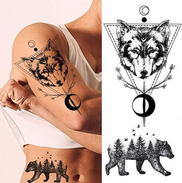 tatouage temporaire ours et loup