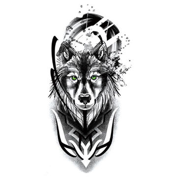 tatouage éphémère tête de loup