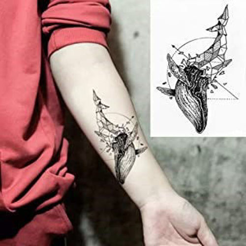 tatouage éphémère baleine géométrique
