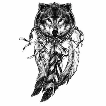 tatouage éphémère loup attrape rêve