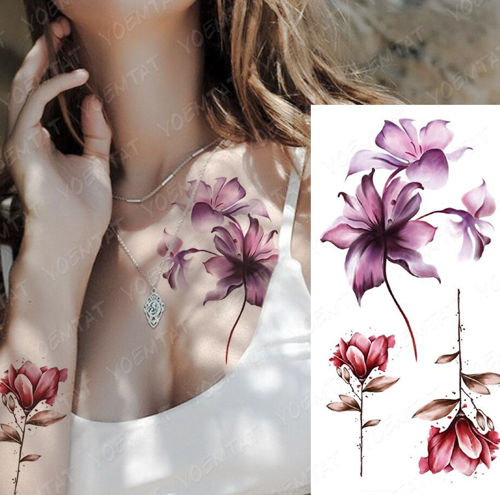 tatouage éphémère fleur rose