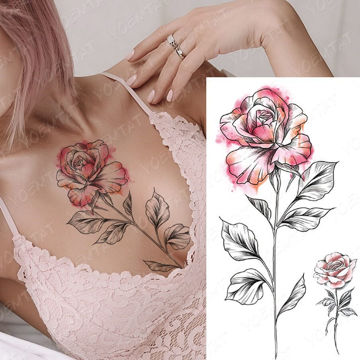 tatouage éphémère grande rose