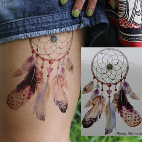 tatouage éphémère attrape rêves plumes 1