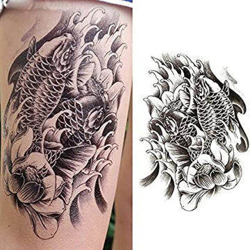 tatouage éphémère carpe noir et blanc