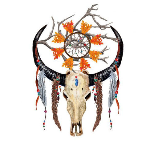 tatouage éphémère tête de buffle