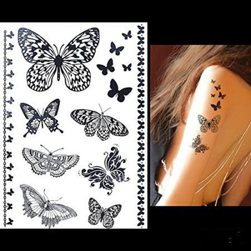 Image de Tatouage éphémère "l'envolée de Papillons" 15x21cms