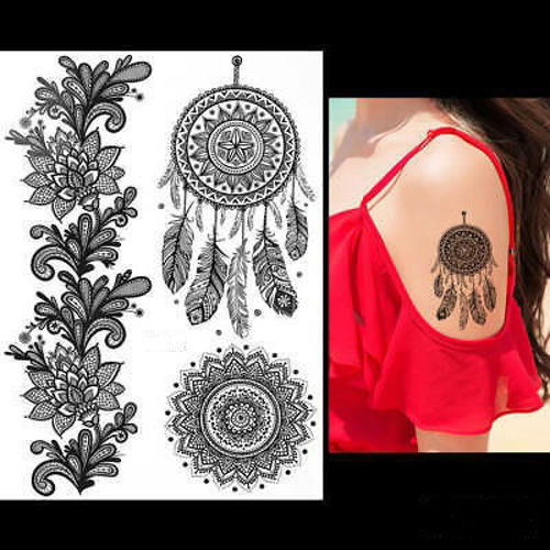 tatouage temporaire attrape rêves et mandala