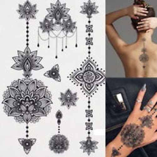 Tatouage éphémère fleur de lotus et mandala