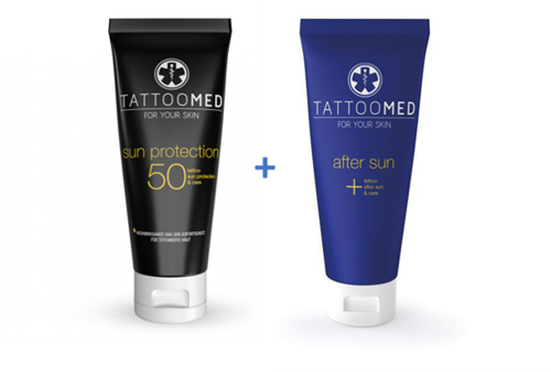 Box Duo Creme Solaire 50spf  et  apres soleil Tattoomed