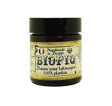 Baume tatouage Biopiq 30ml bio et vegan – soin cicatrisant au karité et manuka fabriqué en Bretagne