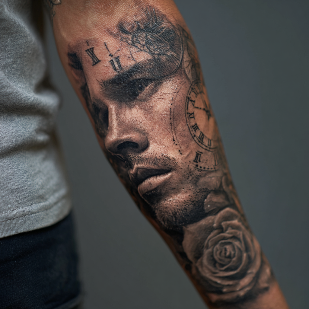 avant homme tatoué réaliste