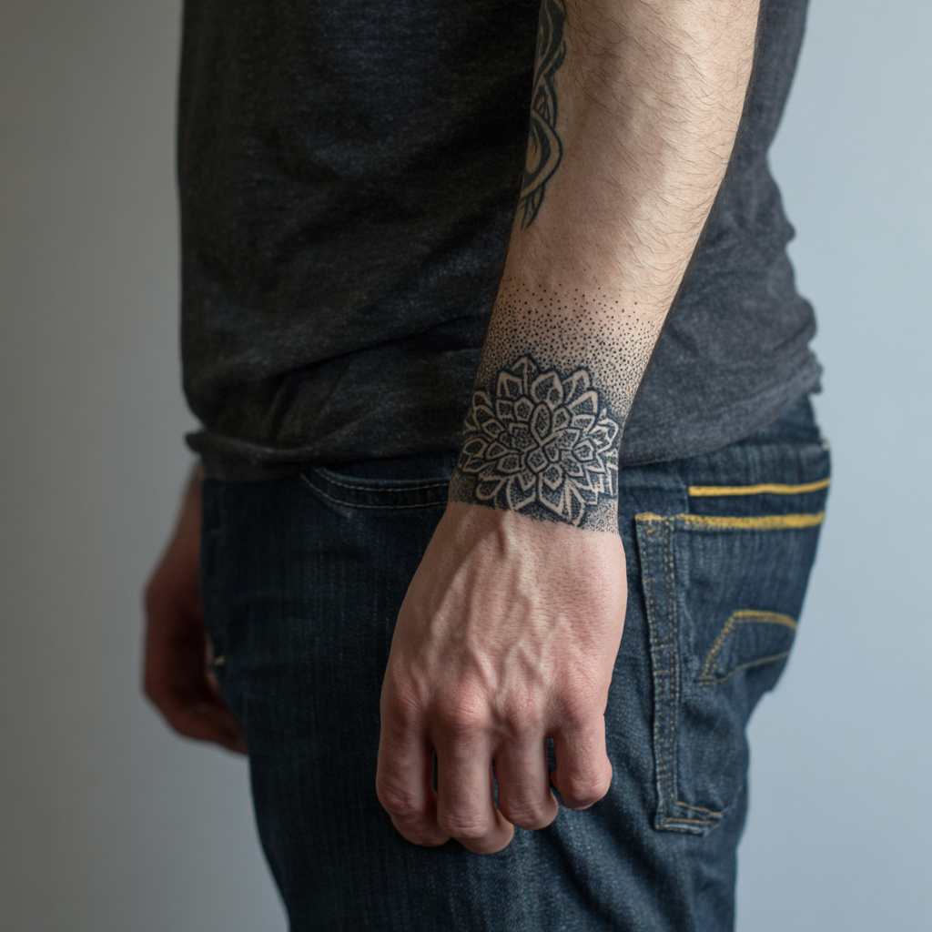 avant bras homme tatoué géométrique