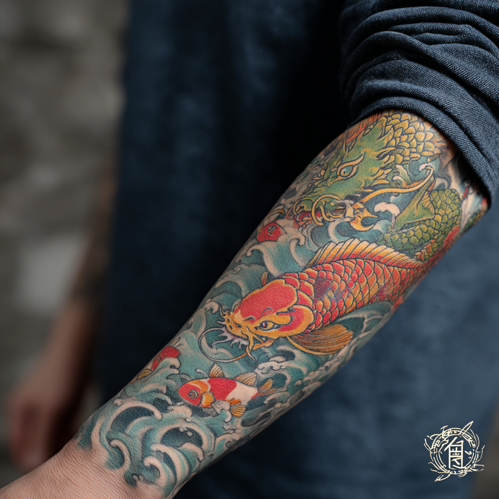 avant bras homme tatoué japon
