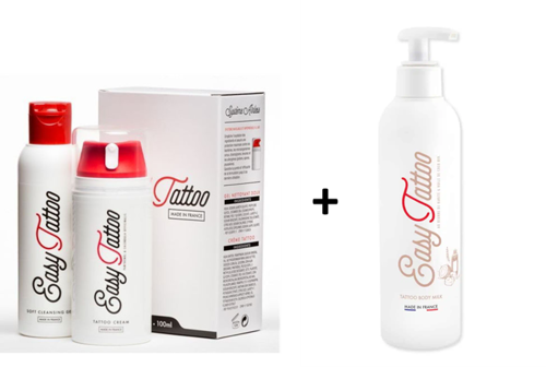 Pack DUO Kit de soin Tatouage 50 ou 100ML + Lait d'entretien 250ml Easytattoo (50ml + 250ml)