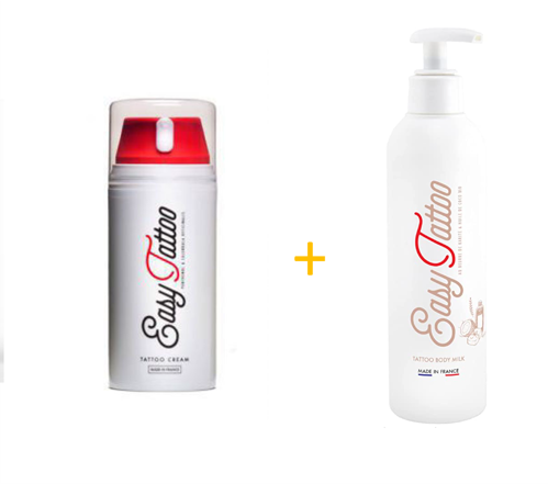 Pack Duo crème réparatrice 50 ou 100ml + lait entretien Easytattoo 250ml (50ml + 250ml)