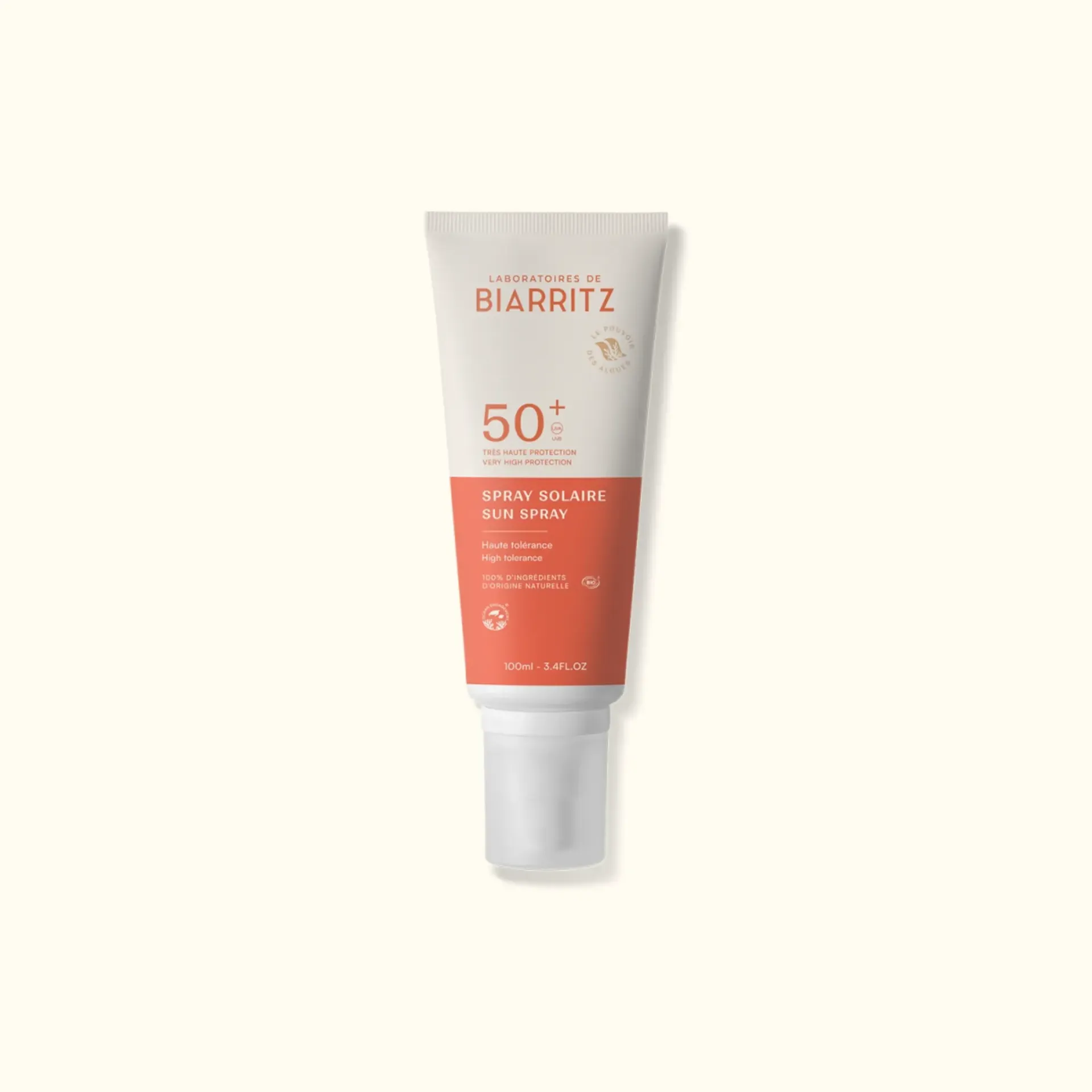 Crème Solaire en Spray  SPF50+  Laboratoire de Biarritz Certifiée Bio 100ml